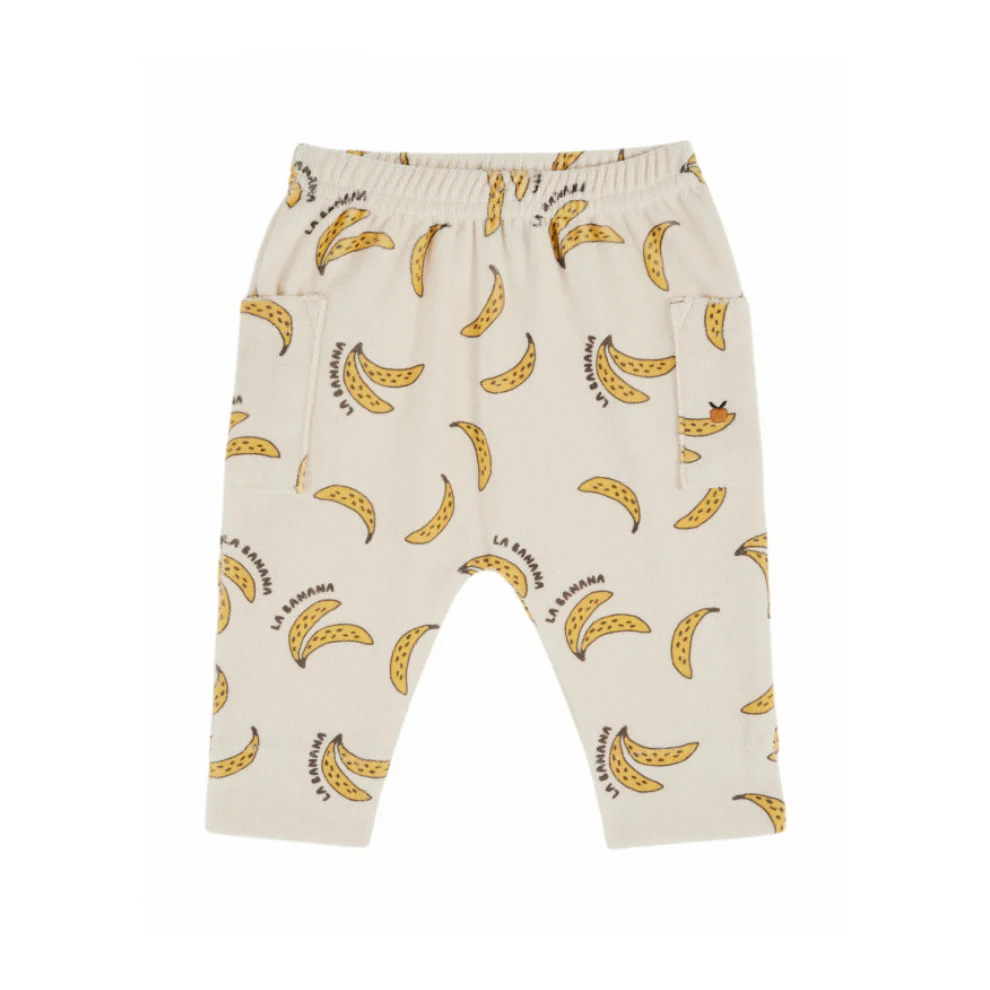 Broekje badstof – Sarouel Eponge – Biologisch katoen mix – Bananen/Off white – Emile et Ida