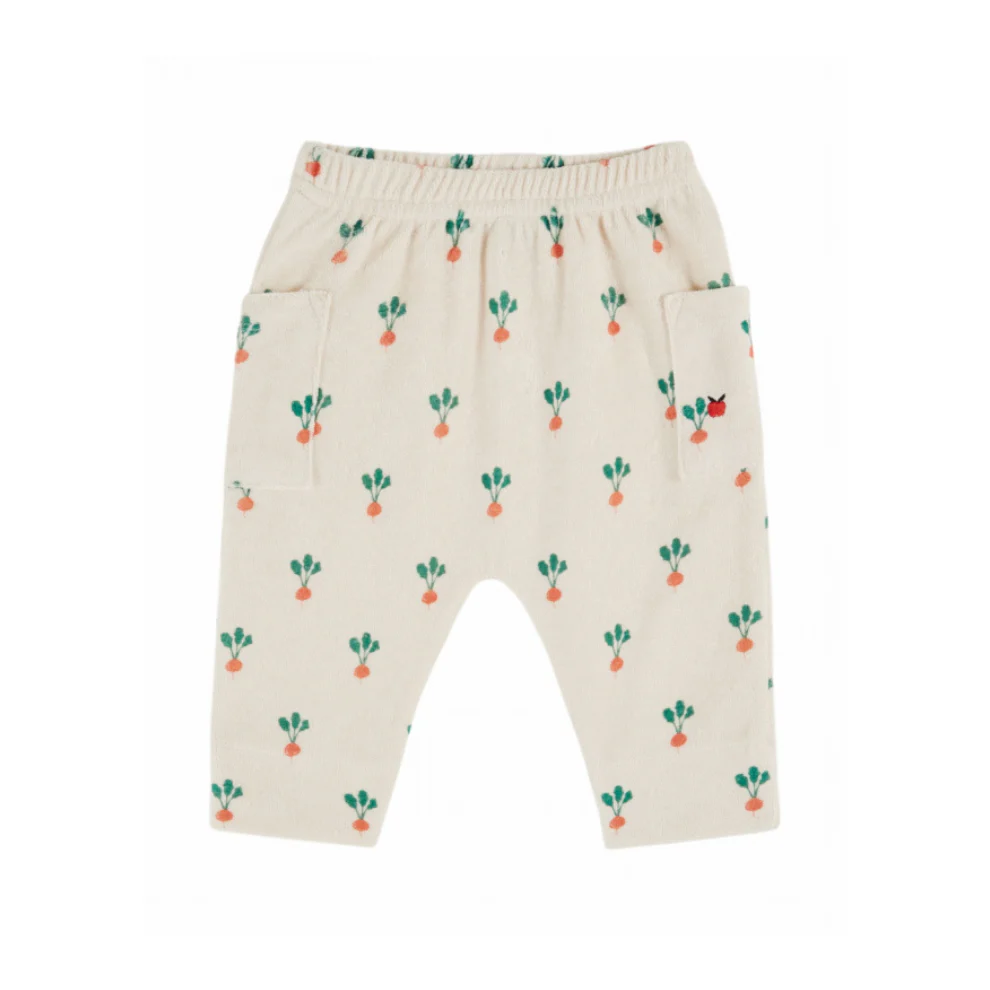 Broekje badstof – Sarouel Eponge – Biologisch katoen mix – Bietjes/Off white – Emile et Ida