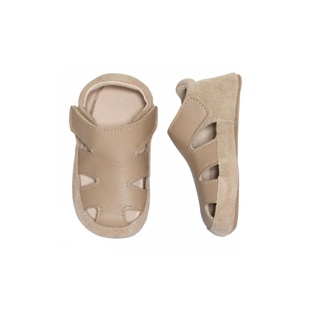 Leren sandaal slofjes – Babyslofjes – Desert Taupe – Melton