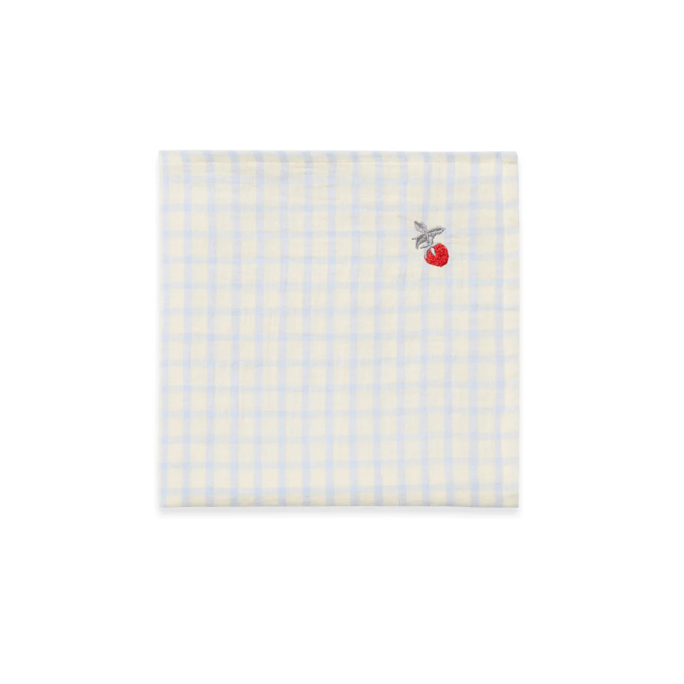 Hydrofiele doek 110x110cm – Muslin Swaddle Blanket Gingham Sky Blue – Biologisch Katoen – Garbo & Friends