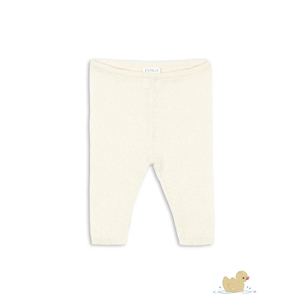 Venti Leggings – Antique White – Fijngebreide Pointelle Broek – Biologisch Katoen – GOTS – Konges Sløjd