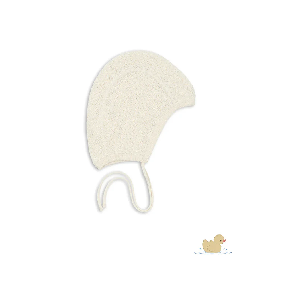 Venti Hat – Antique White – Pointelle Bonnet/Mutsje – Biologisch Katoen – GOTS – Konges Sløjd