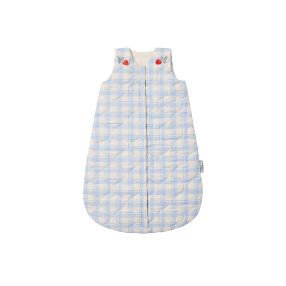 Gewatteerde Slaapzak – Plaid Sky Blue – Biologisch katoen – Garbo&Friends