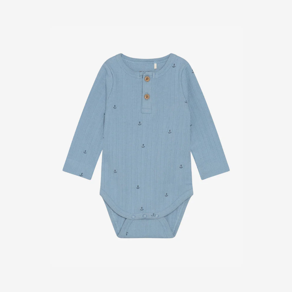 Romper Lange Mouw – Biologisch Katoen – Mountain Spring/Blauw – Fixoni