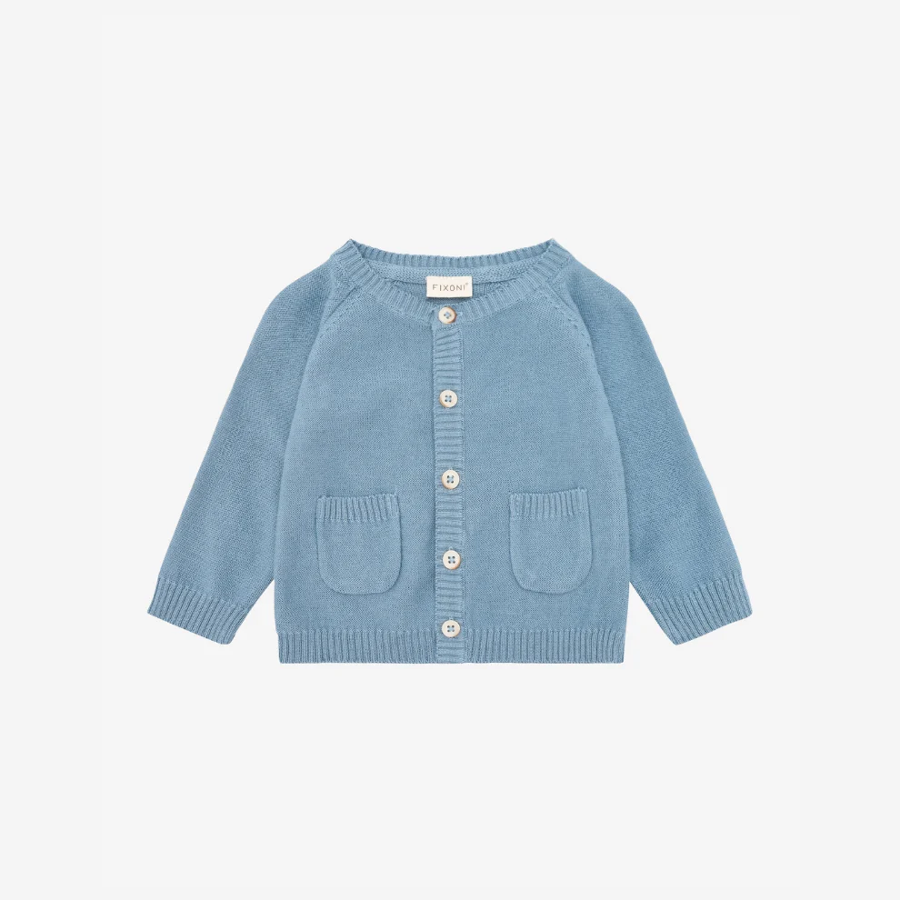 Fixoni Gebreid Baby Vestje – Biologisch Katoen – Knit Cardigan – Mountain Spring – GOTS – Fixoni
