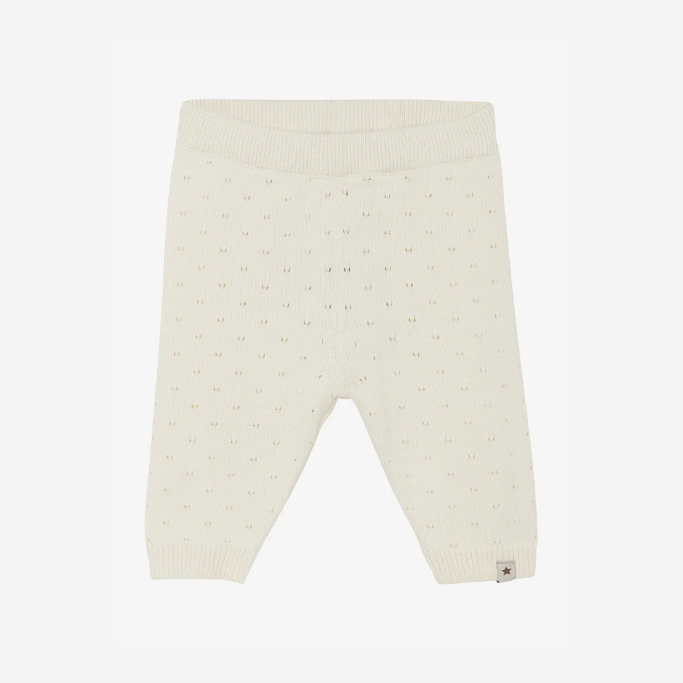 Gebreid broekje – Biologisch katoen – Antique White – Pants Knit Pointelle – Huttelihut