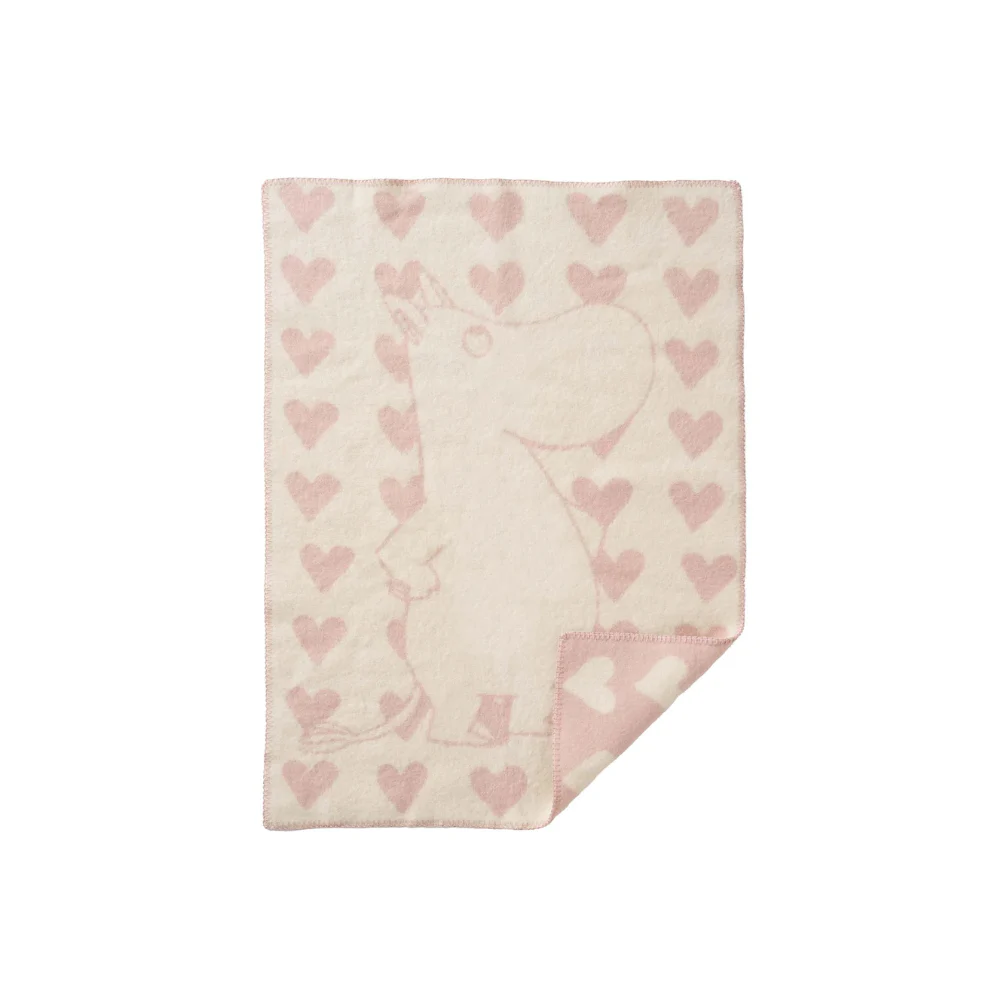 Wiegdeken Moomin Heart – Biologisch wol – Pink/Roze – 65×90 cm – Klippan