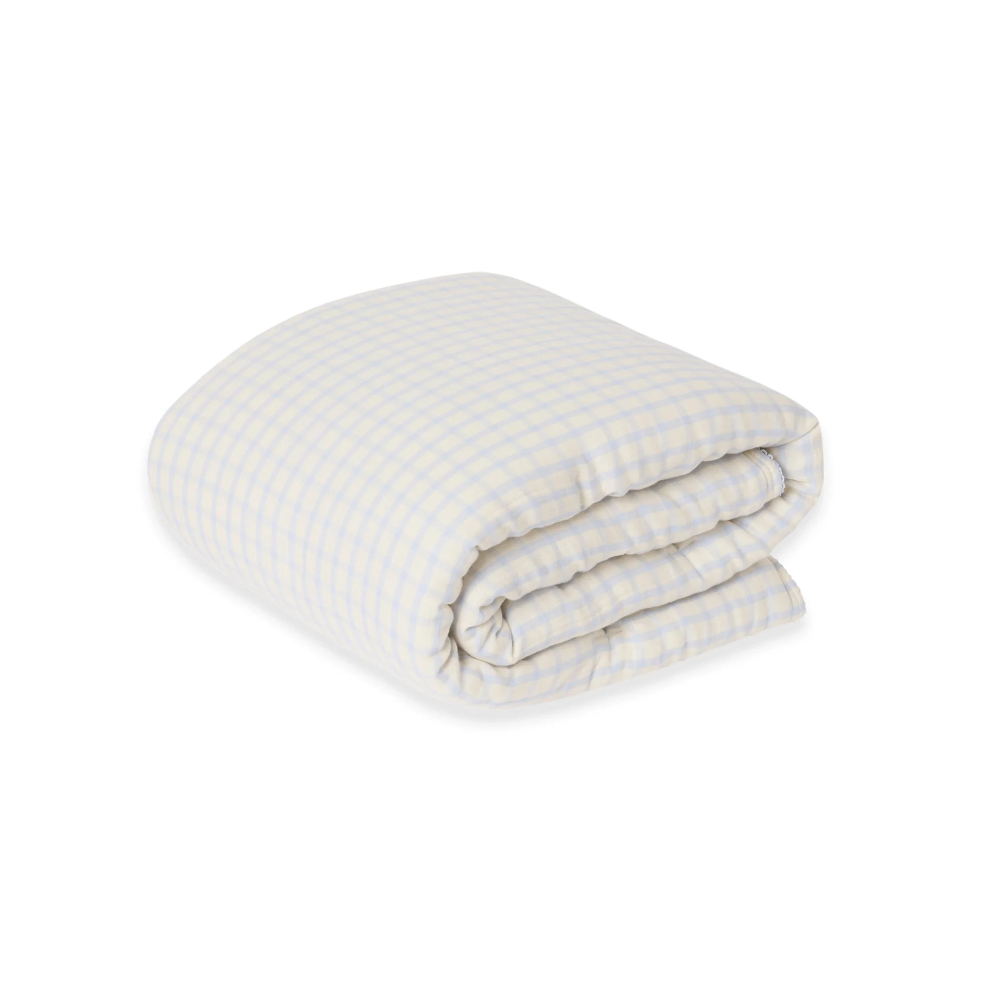 Gewatteerde deken – 100×140 cm – Seersucker Filled Blanket – Gingham Sky Blue – Garbo&Friends