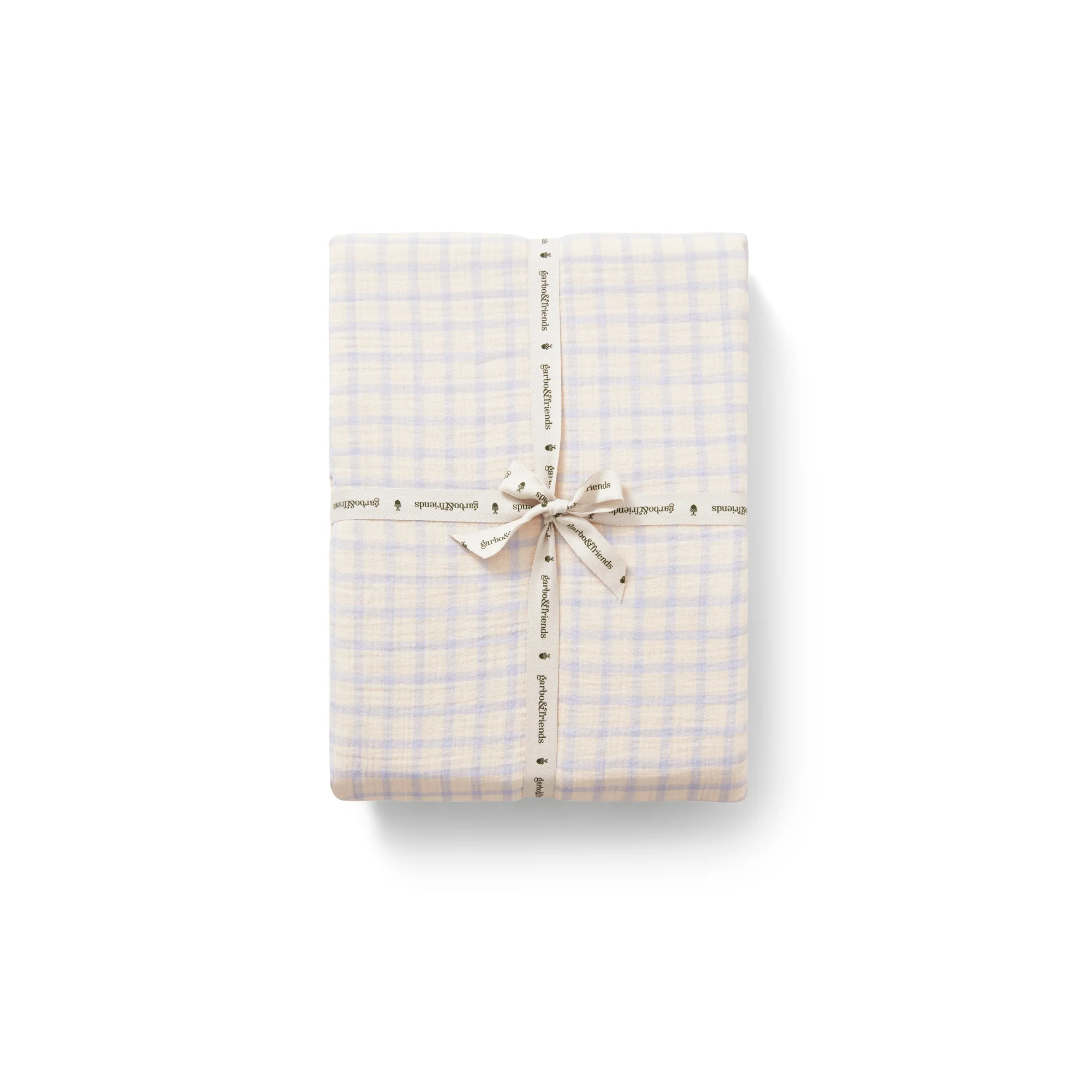 Hoeslaken – Muslin Fitted Sheet Junior – 70×140 – Biologisch katoen mousseline – Gingham Sky Blue – Garbo & Friends