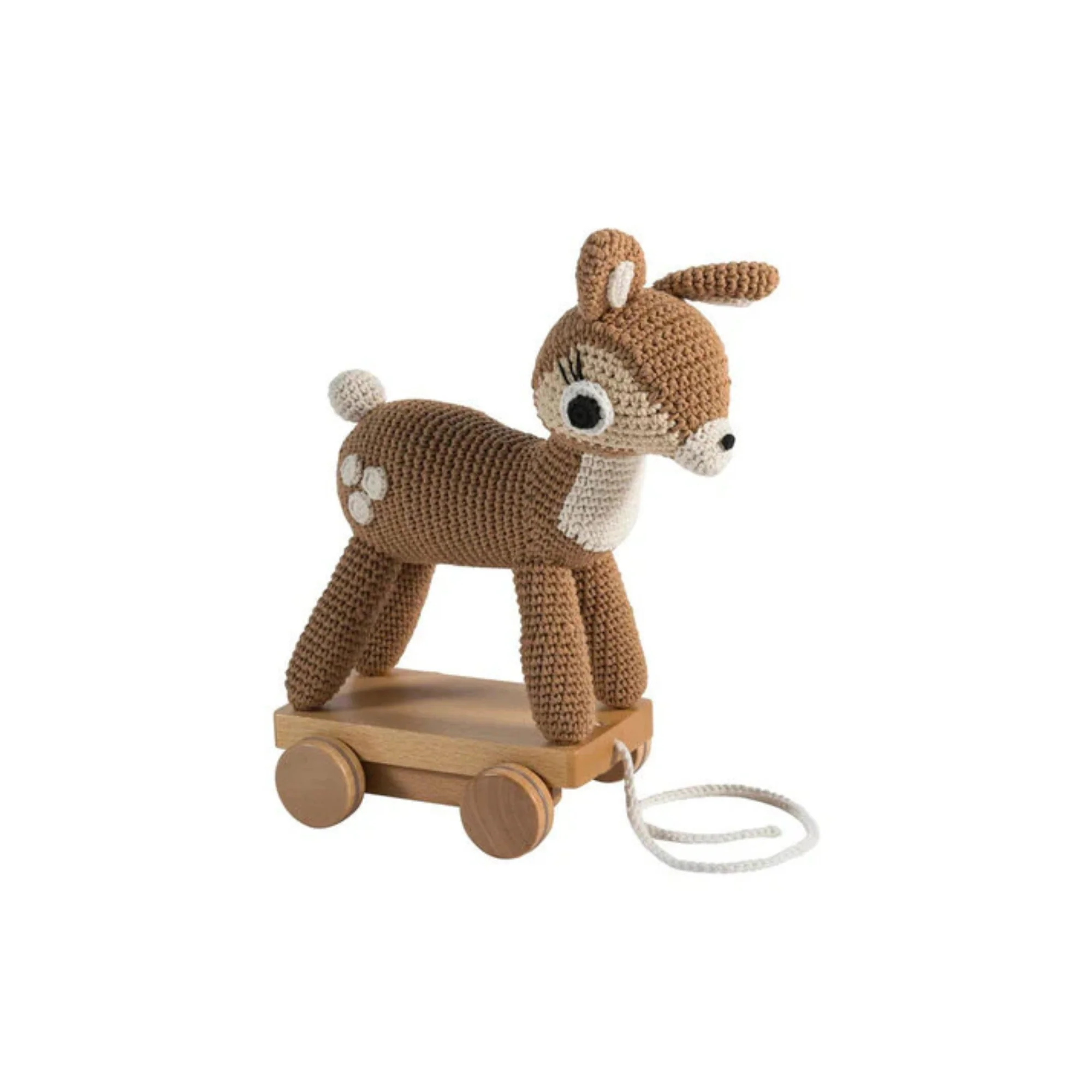 Crochet Pull Toy Deer Dixi – Trekdiertje – Biologisch katoen