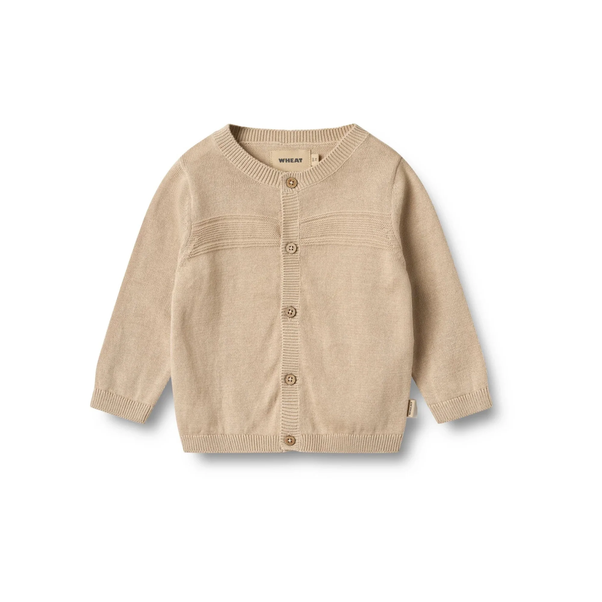 Gebreid vestje – Warm Sand Knit – Cardigan Sofus – Biologisch katoen – Wheat