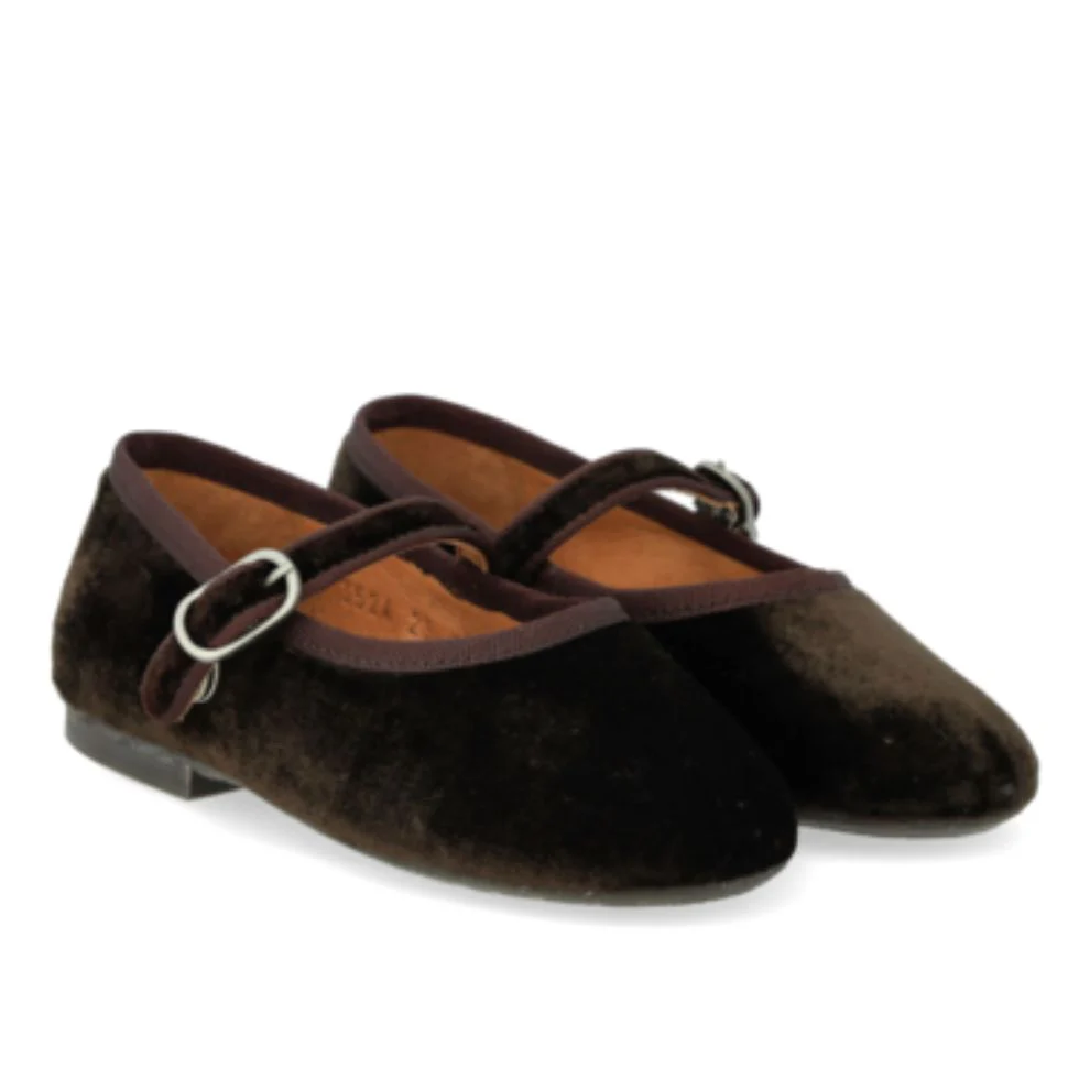 Mary Jane ballerina – Velours/suede – Bruin – Angulus