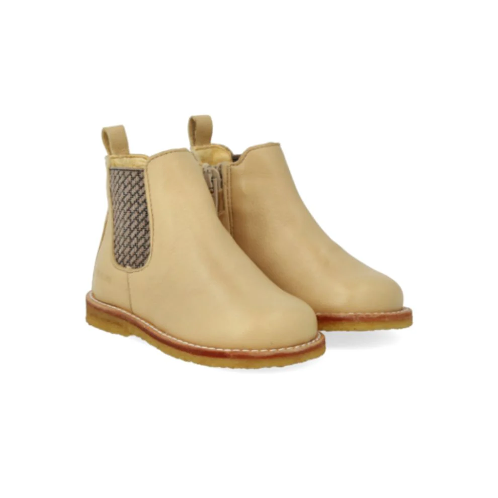 Classic chelsea laars – Leer – Oat/ecru check  – Angulus