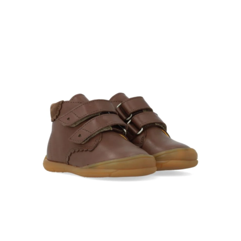 Eerste stapjes schoen hartjes – Leer – Dark taupe – Angulus