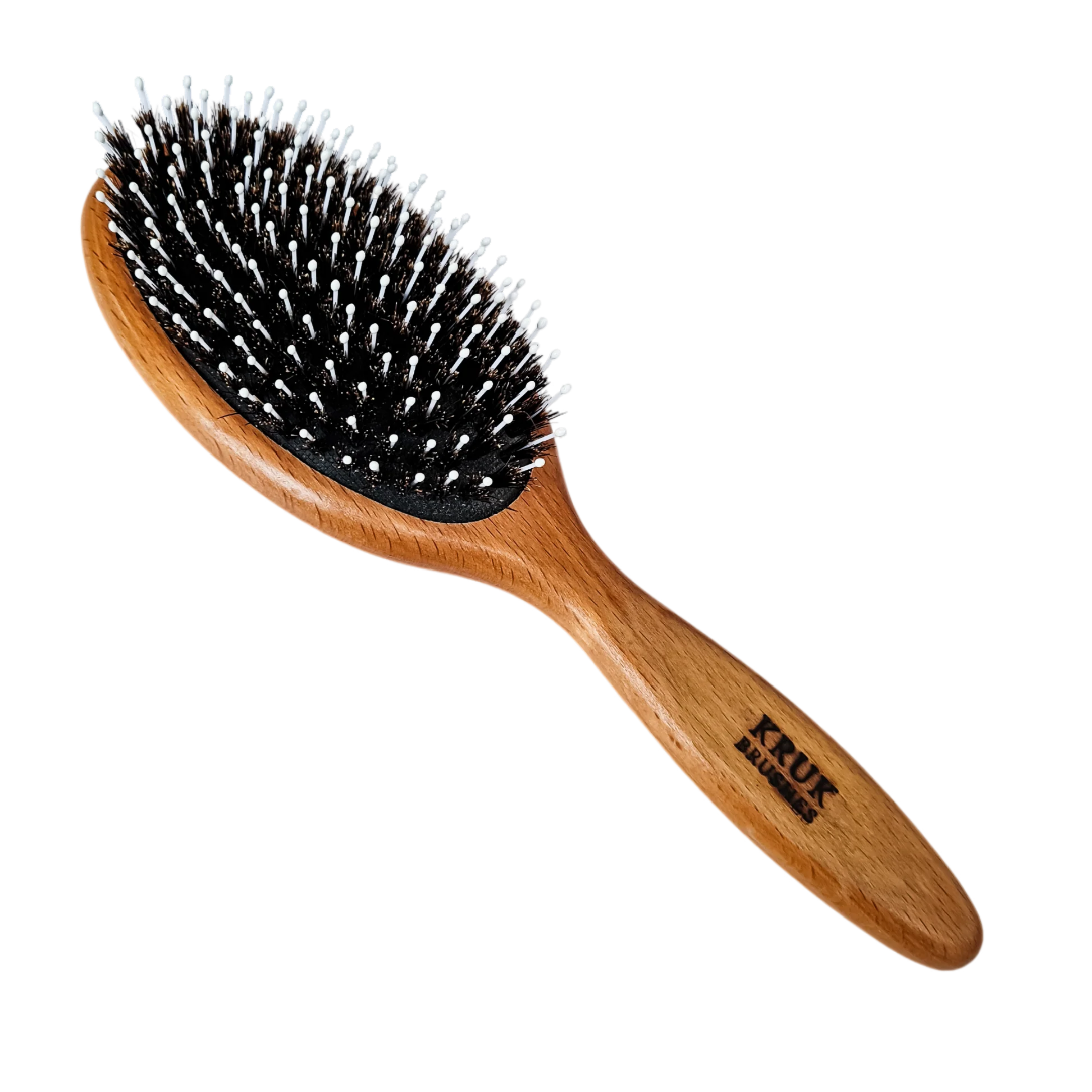 “De extra zachte EGEL” natuurhaarborstel met zachtere nylon-pins en met bolletjes – GROOT