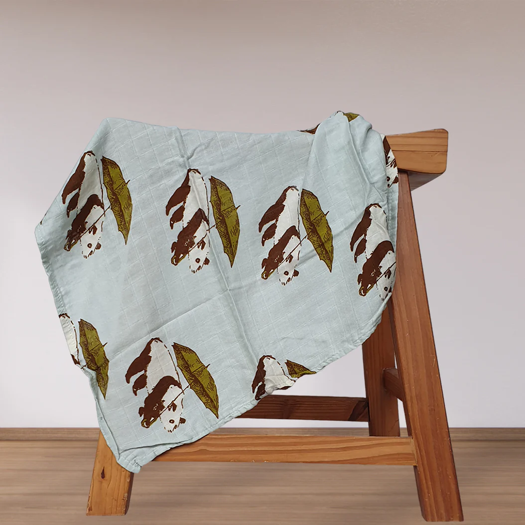 Mousseline Doek Pandabeer Blauw (60×60 cm)