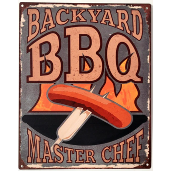Backyard BBQ Wandbord 25×20 cm Metaal