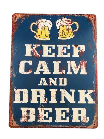 BBQ Wandbord Keep Calm and Drink Beer 25×33 cm Metaal