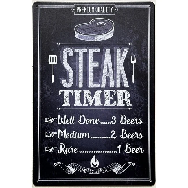 BBQ Wandbord Steak Timer Metaal 30×20 cm