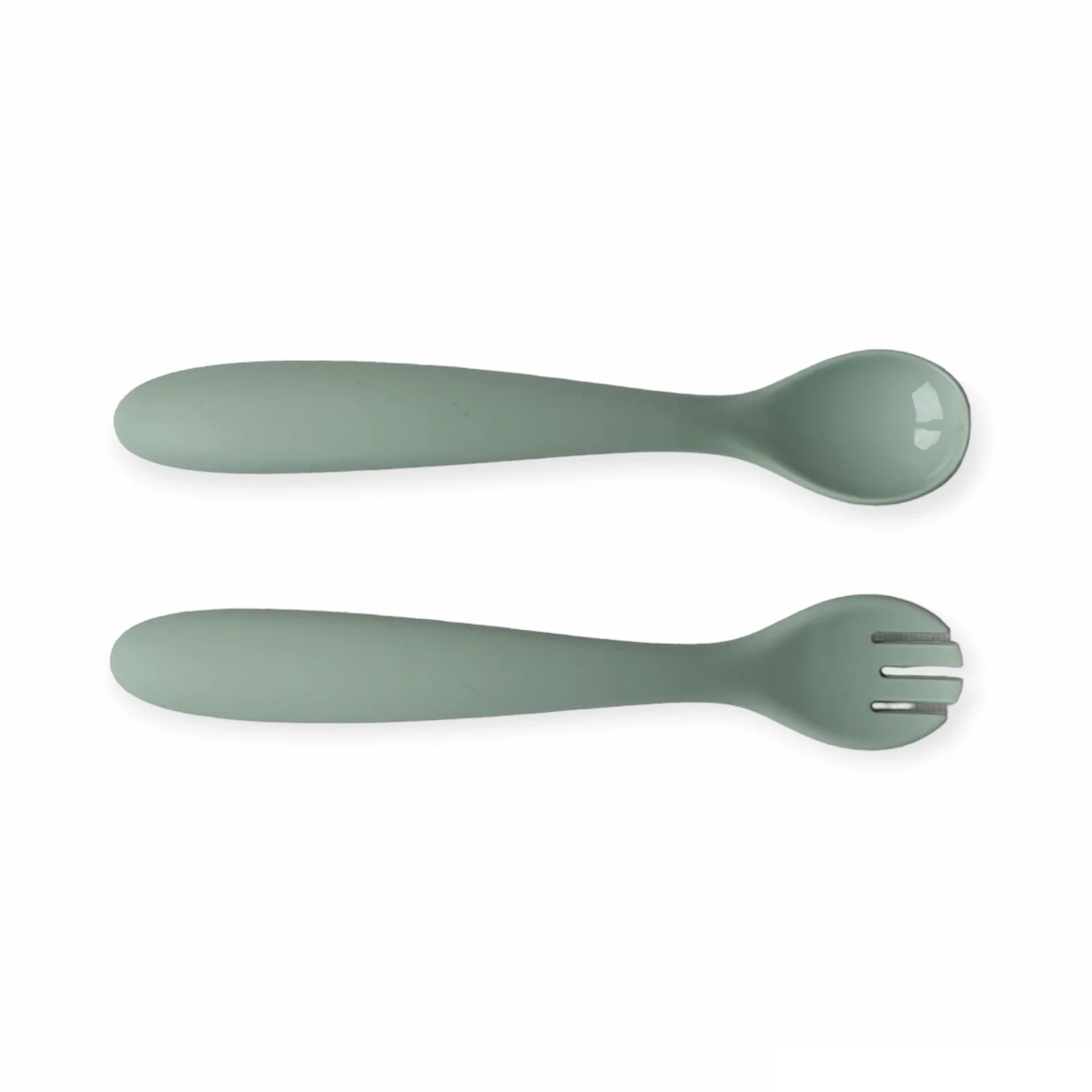 Siliconen Lepel en Vork ‘Puck’ – Artic Mist