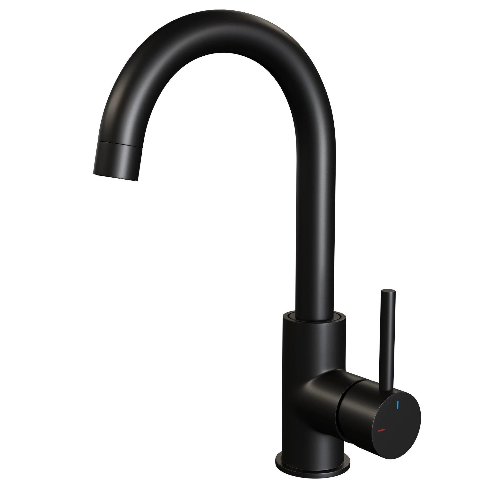 BRAUER Black Edition hoge opbouw wastafelmengkraan met draaibare ronde uitloop model A mat zwart