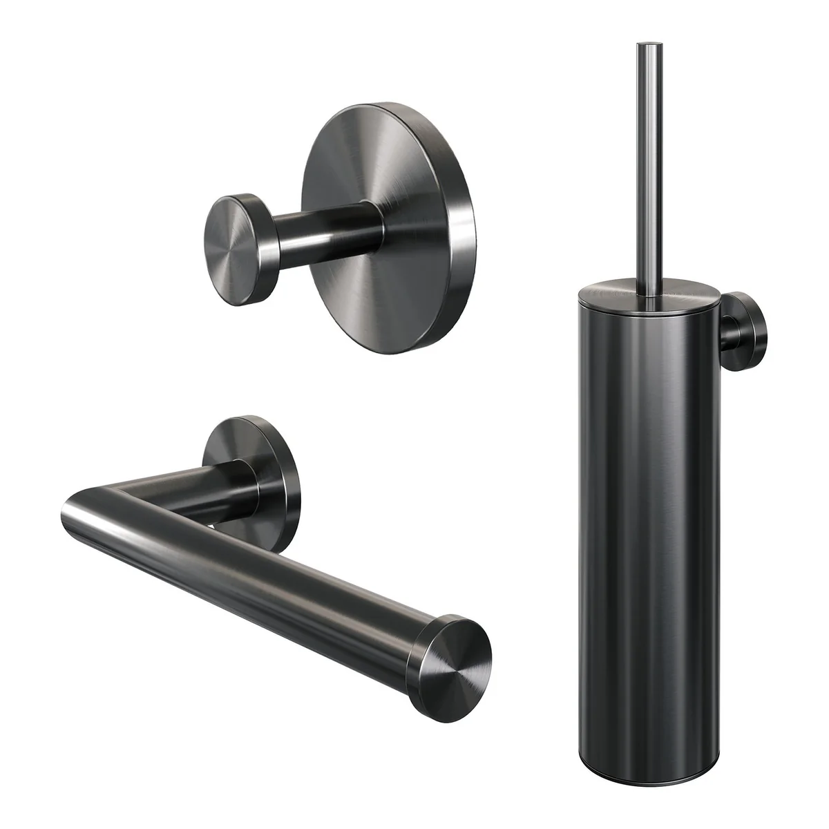 Brauer Gunmetal Edition Toilet Accessoireset – 3-delig – PVD – geborsteld gunmetal