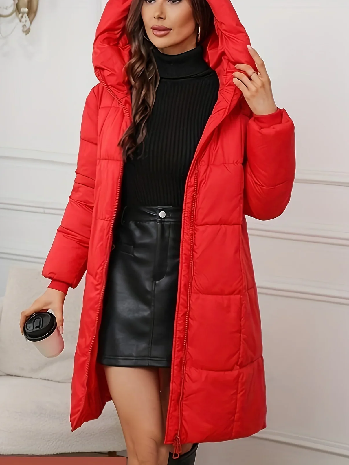 Gewatteerde Lange Puffer Winterjas Met Capuchon Voor Dames – Claire