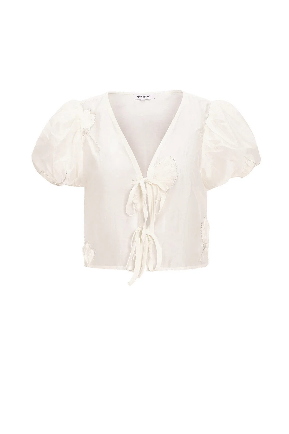 Organic Cotton Woven Vrouwen Korte Mouw Top Bohemian Floral Print Bow