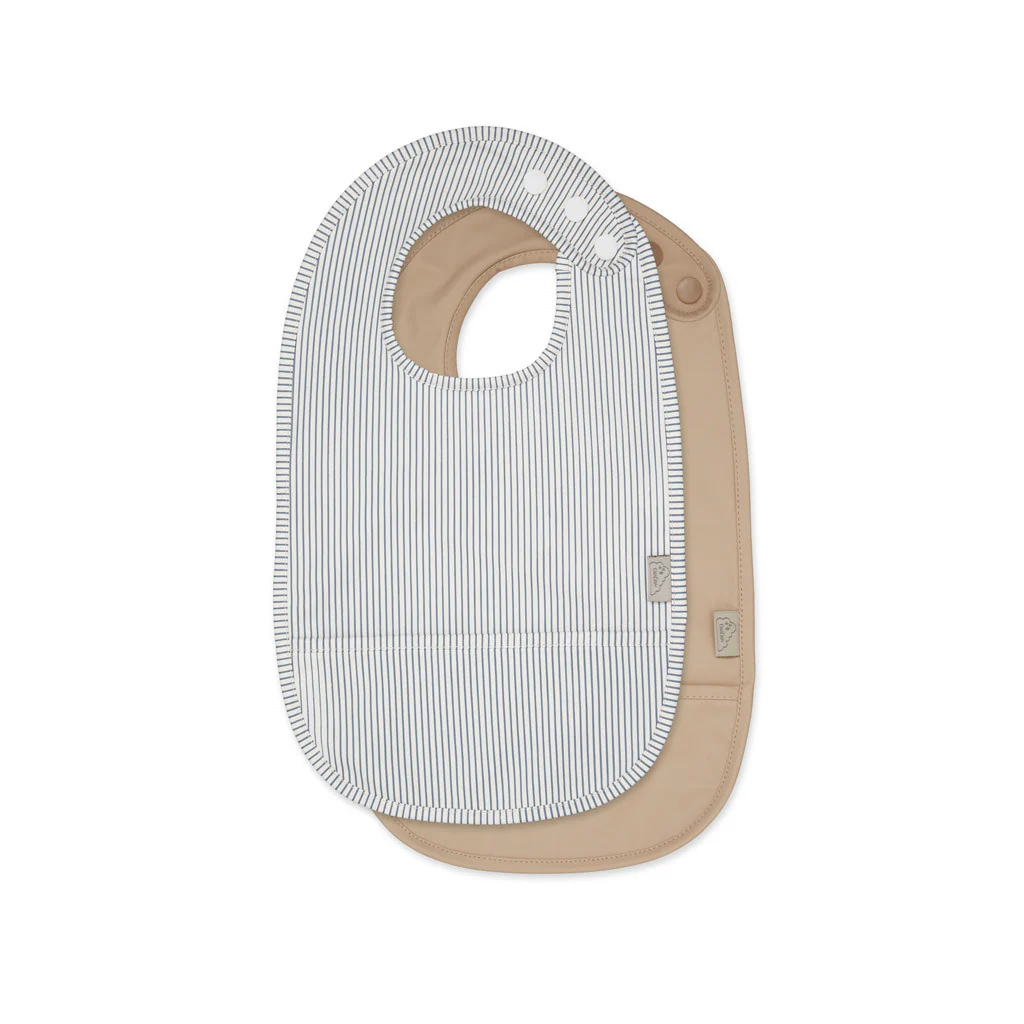 CamCam Copenhagen – Bib with pocket (2-pack) – Slabbetje met opvangzak – Classic blue stripe