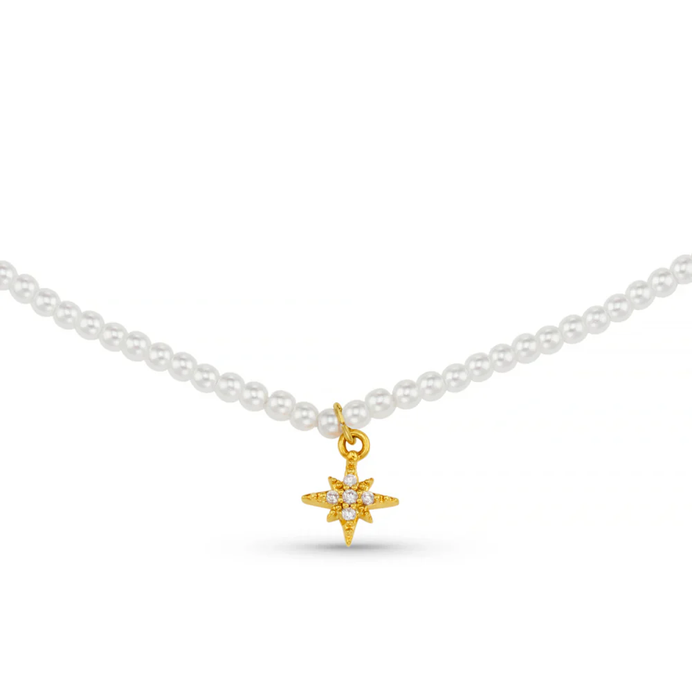 MICRO PEARL & PAVÉ STARBURST NECKLACE