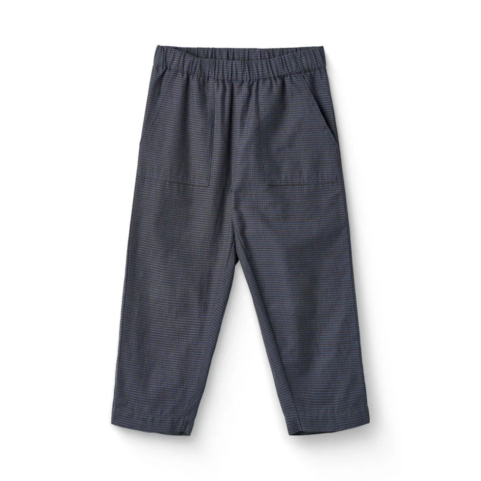 Pantalon broek – Biologisch katoen – Check blue – Copenhagen Colors