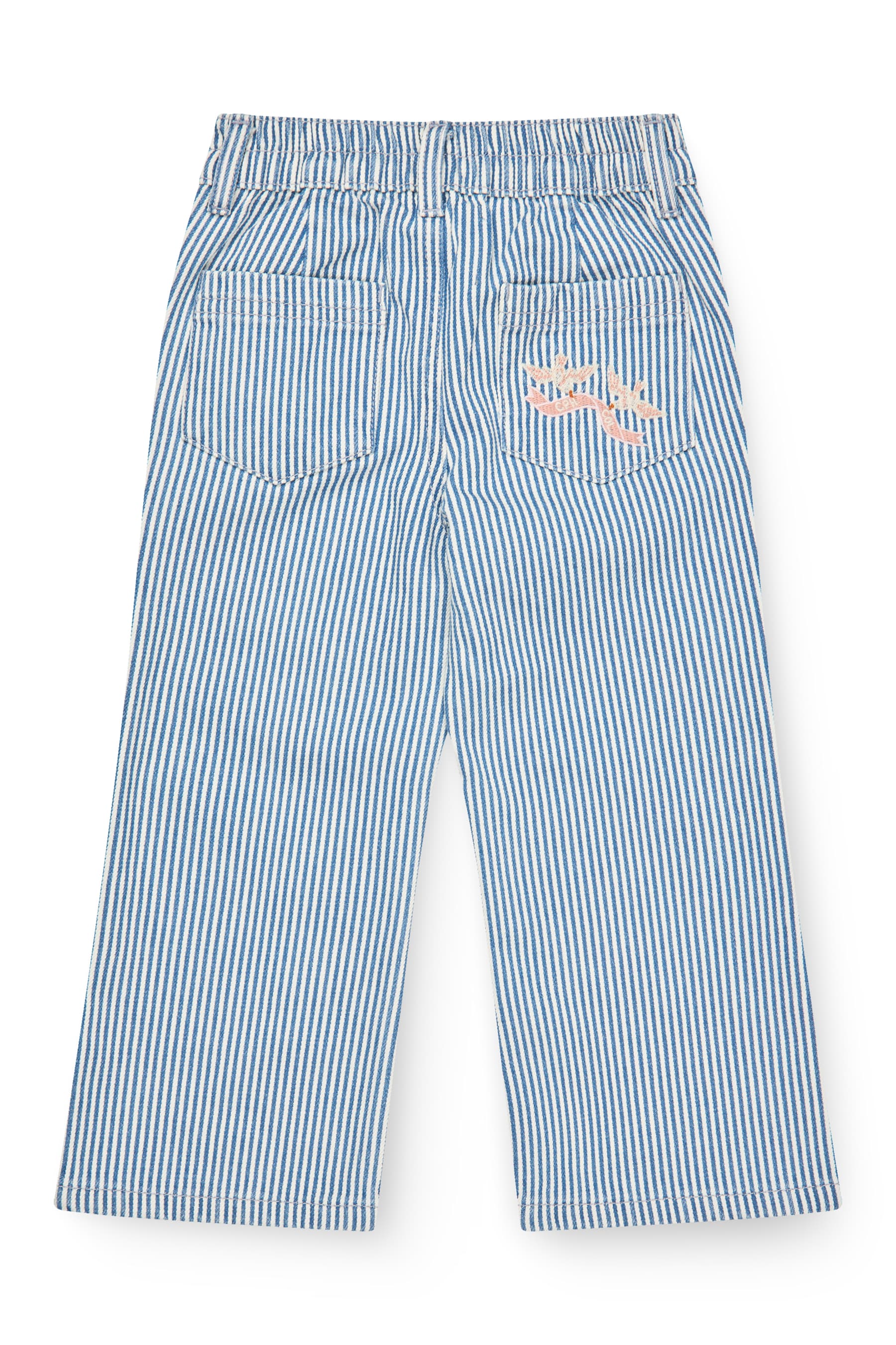 Gestreepte twill broek – Wide leg & geborduurd detail – Spijkerbroek – Copenhagen Colors
