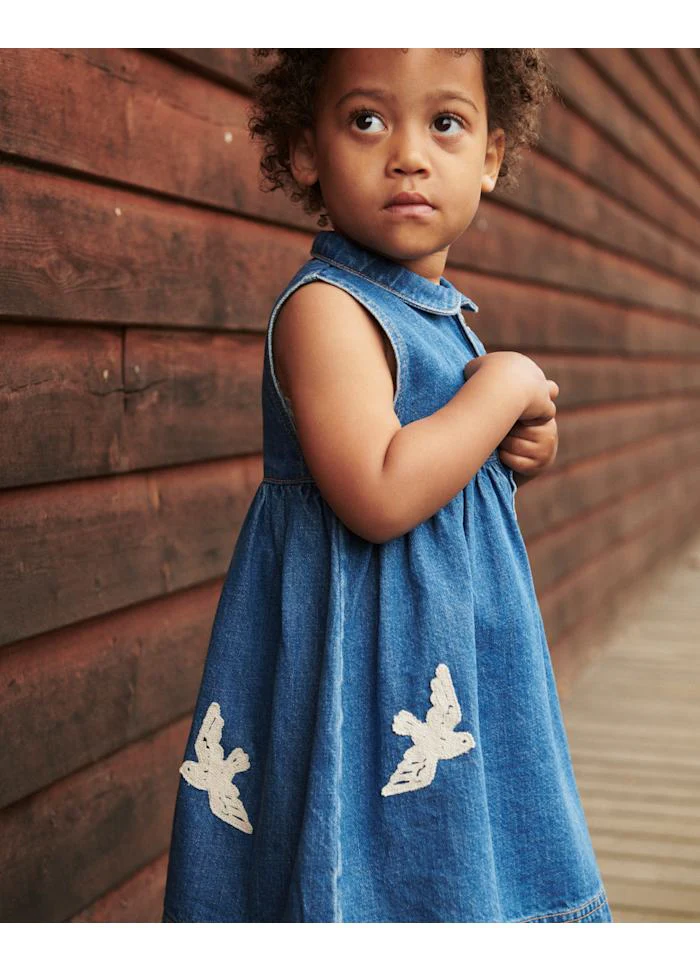 Denim jurk met gehaakte duifjes – Biologisch katoen – Copenhagen Colors