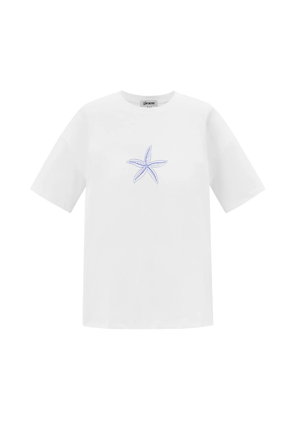 Cotton Vrouwen T-shirt Casual Geborduurde Sterrenvis