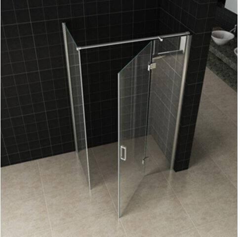 Douchecabine Wiesbaden met draaideur en zijwand 100×80 cm, 8 mm nanocoating in chroom