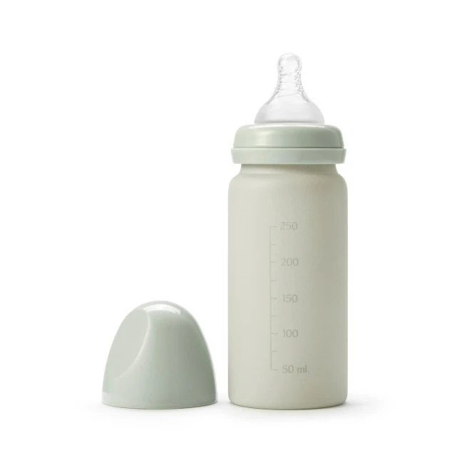 Elodie – Glazen babyfles met siliconen speen 0M+ Mineral Green