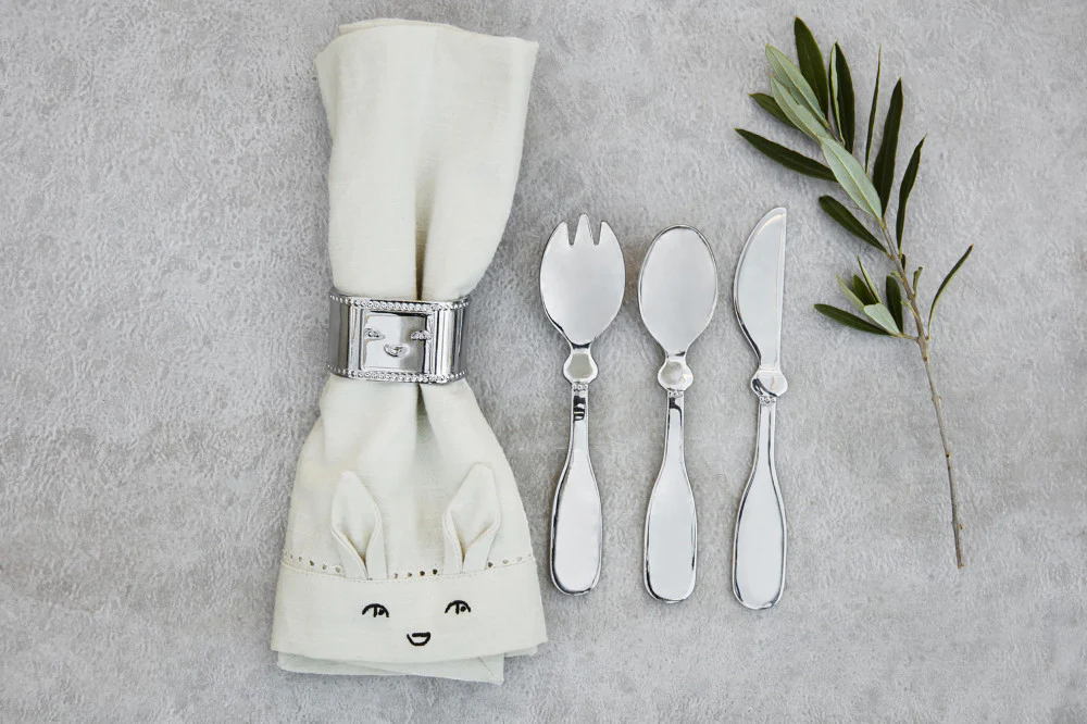 Elodie – Baby bestekset -mes, vork en lepel Silver – 100% roestvrij staal