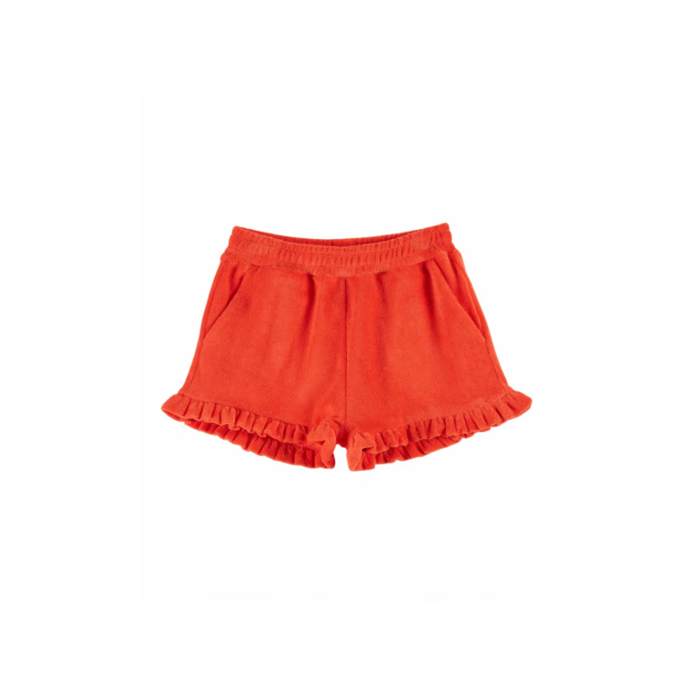 Badstof kort broekje – Short Volant – Rood/Coquelicot – Emile et Ida