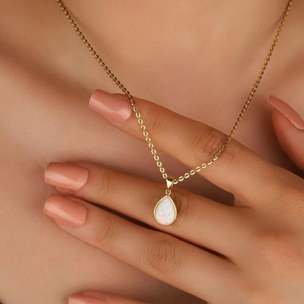 18K Opaal Druppel Hanger Ketting