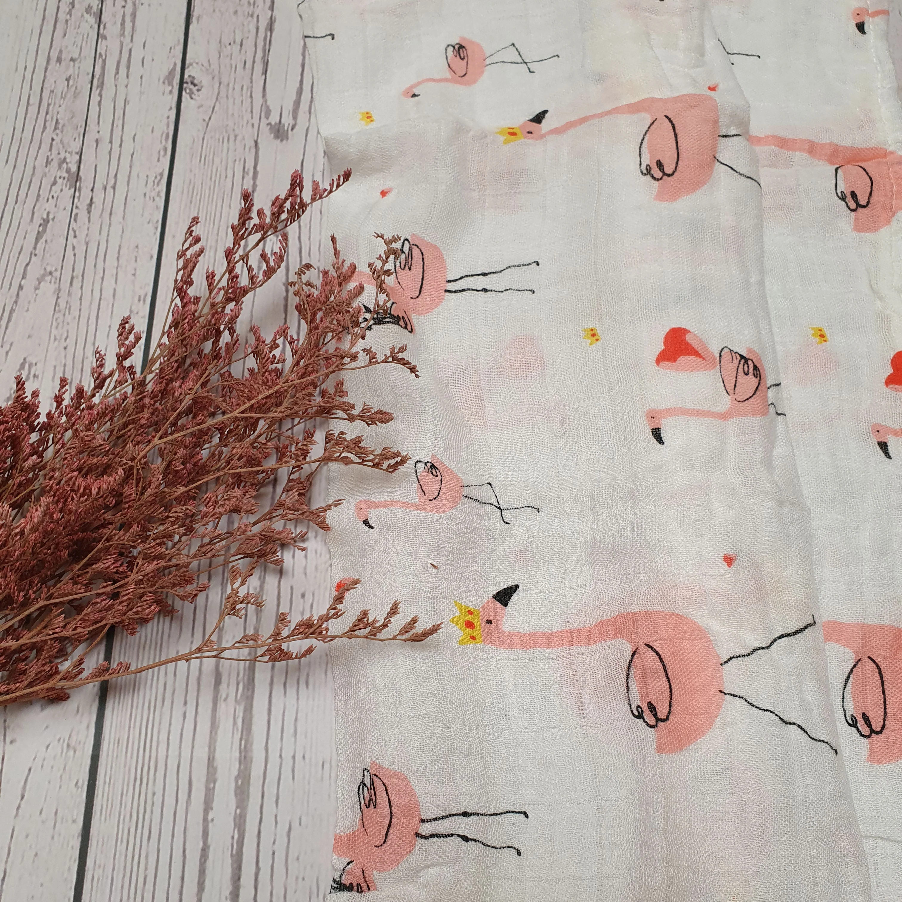 Katoen/Bamboe Doek “Flamingo” (60×60 cm)