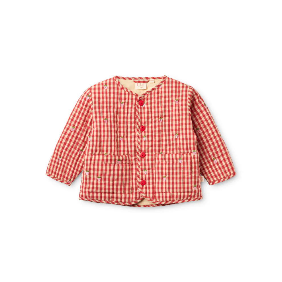 Zomerjasje Molly – Geruit/aardbeitjes – Katoen – Rood/Roze – Flöss