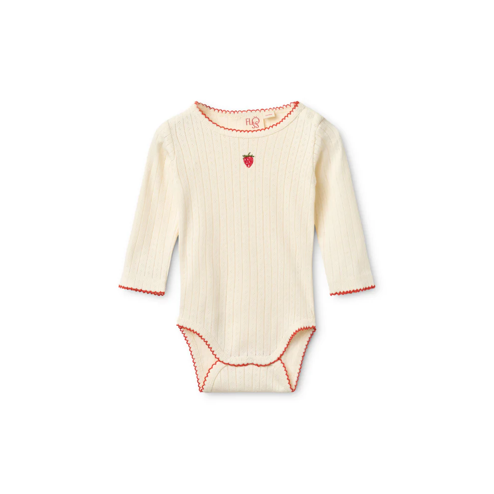 Romper Flora Pointelle – Katoen – Gentle Cream/Offwhite – Flöss