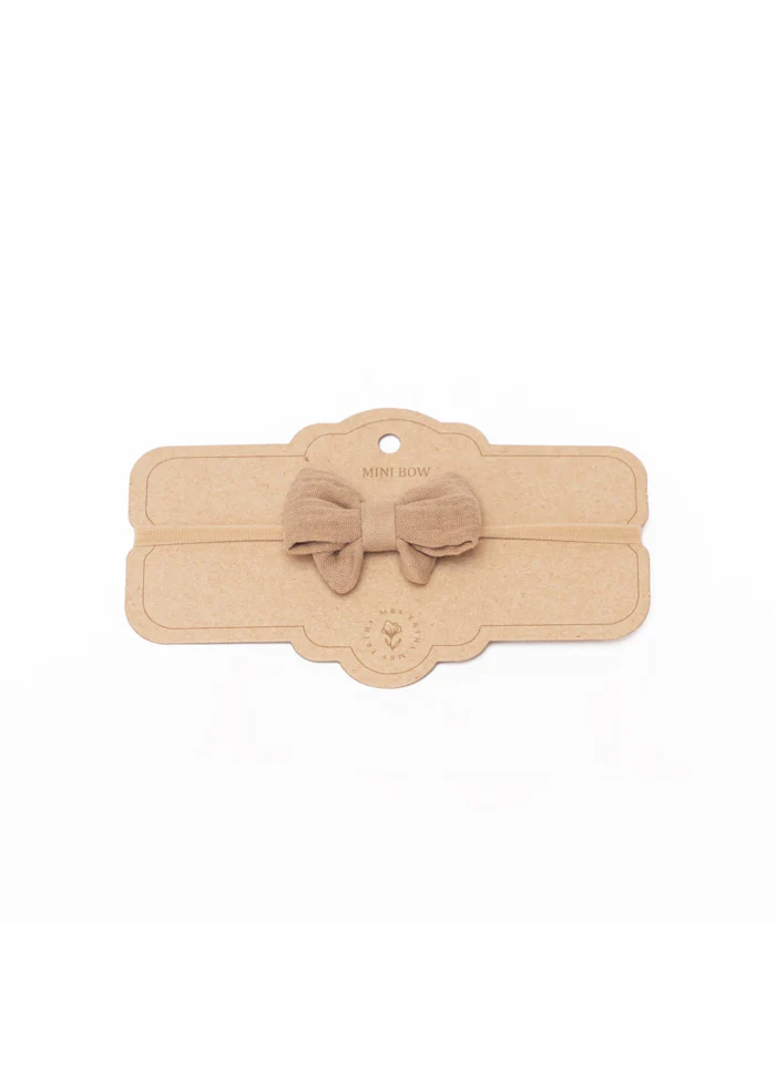 Baby haarbandje met strik – Biologisch katoen – Taupe – Mrs Ertha