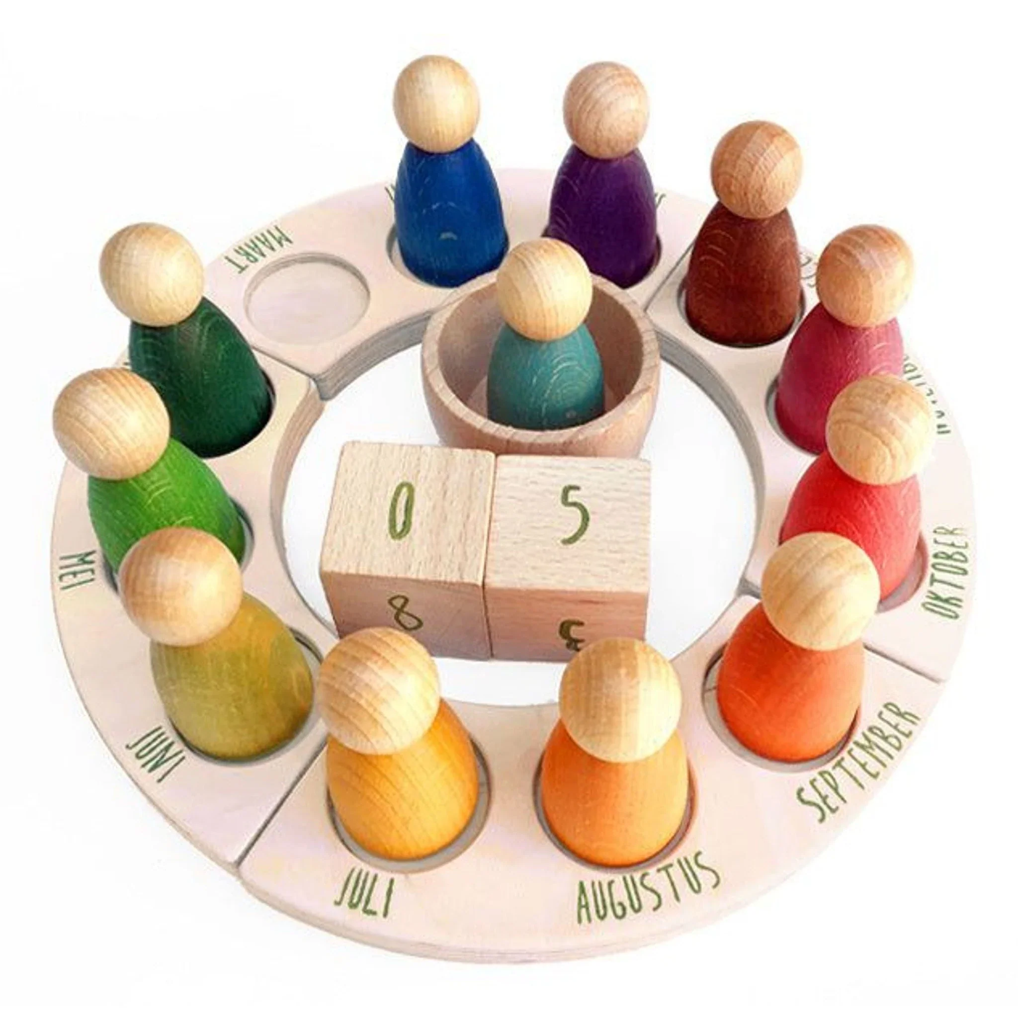 Houten Kalender Nederlands (inclusief poppetjes)