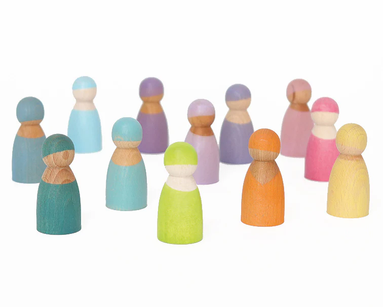 12 Houten Regenboogvriendjes Pastel
