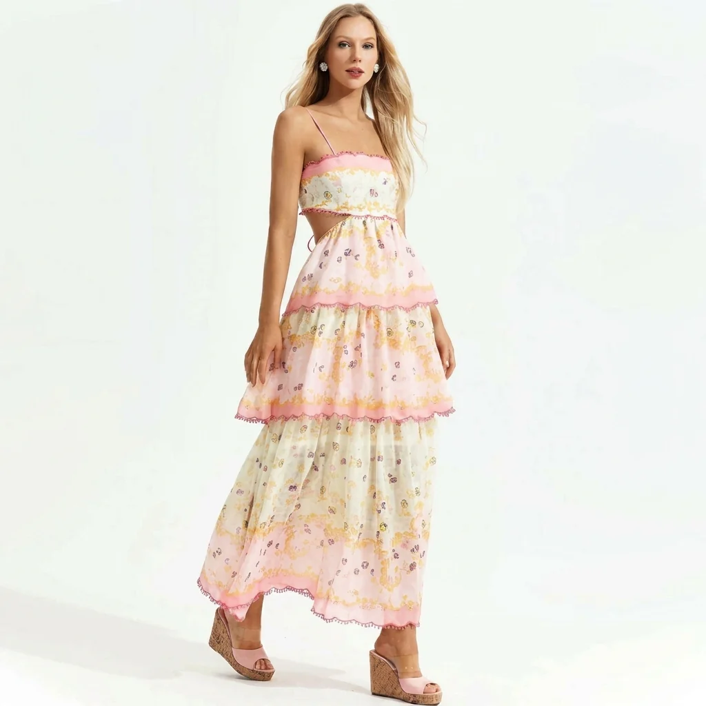 Bloem & Ruches – Lange Geborduurde Zomerjurk