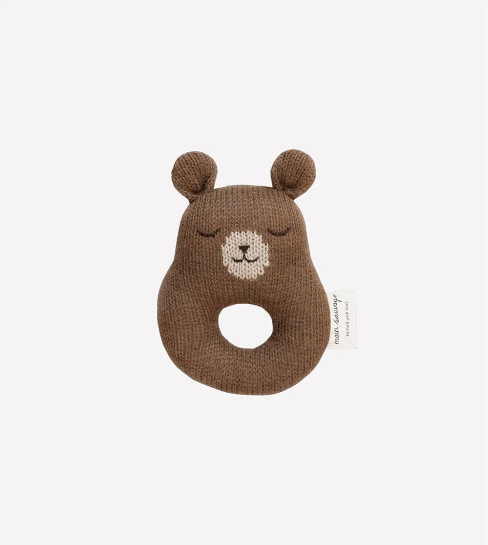 Zachte rammelaar – Beer/Teddy rattle – Alpaca wol – Main Sauvage