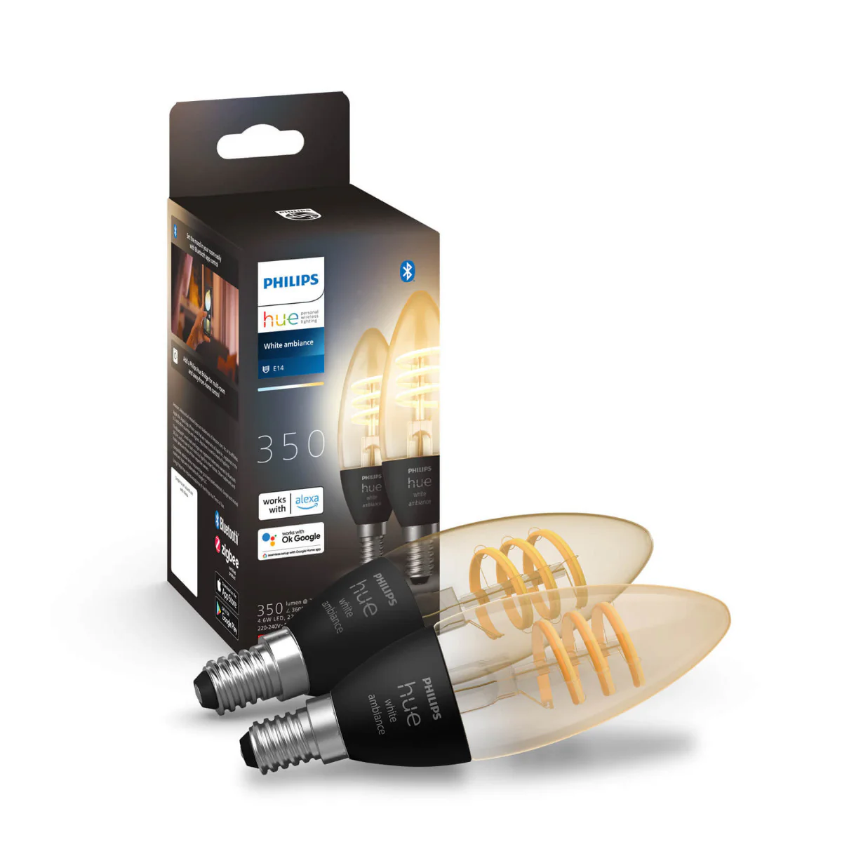 HueWA 4.6W Fil Candle E14 2P EU