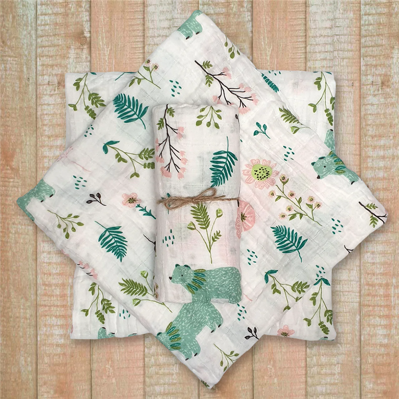 Mousseline Doek Beer & Bloemen (110×120 cm)