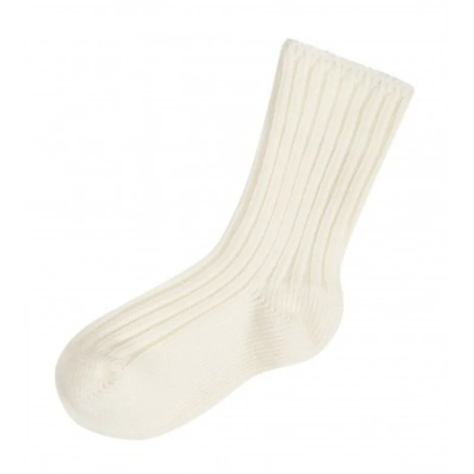Wollen Dikke Rib Sokken – Wit